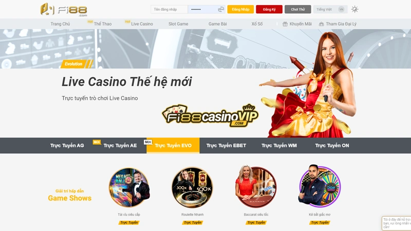 Sảnh casino trực tuyến EVO